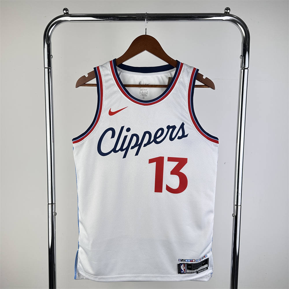 NBA Los Angeles Clippers 24/25 Round Neck White Jersey GEORGE#13 S-XXL