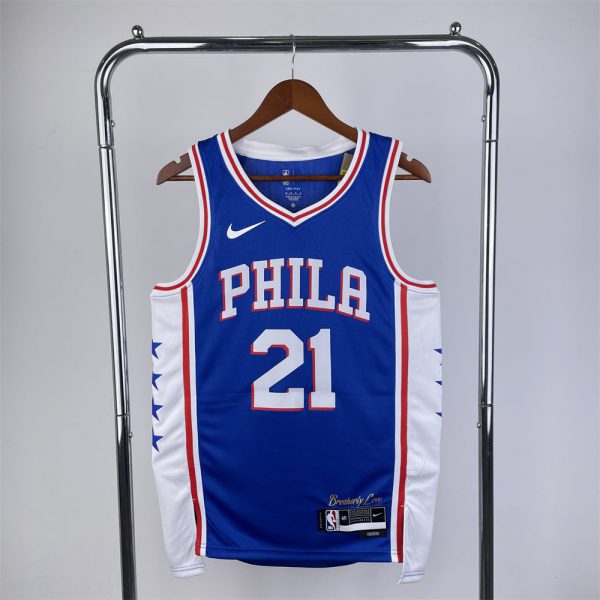 NBA Philadelphia 76ers V-Neck Blue ersey EMBIID#21 S-XXL