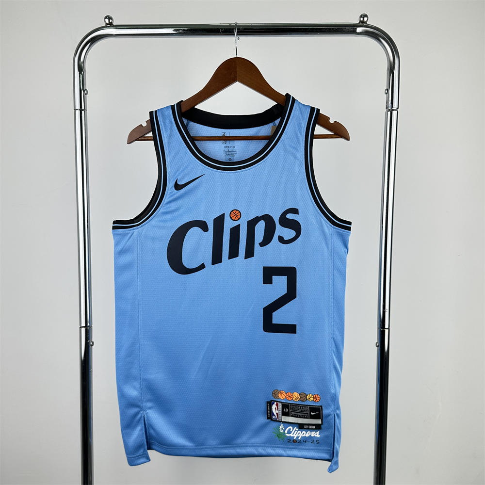 NBA Los Angeles Clippers 24/25 City Edition Round Neck Blue Jersey LEONARD#2 S-XXL
