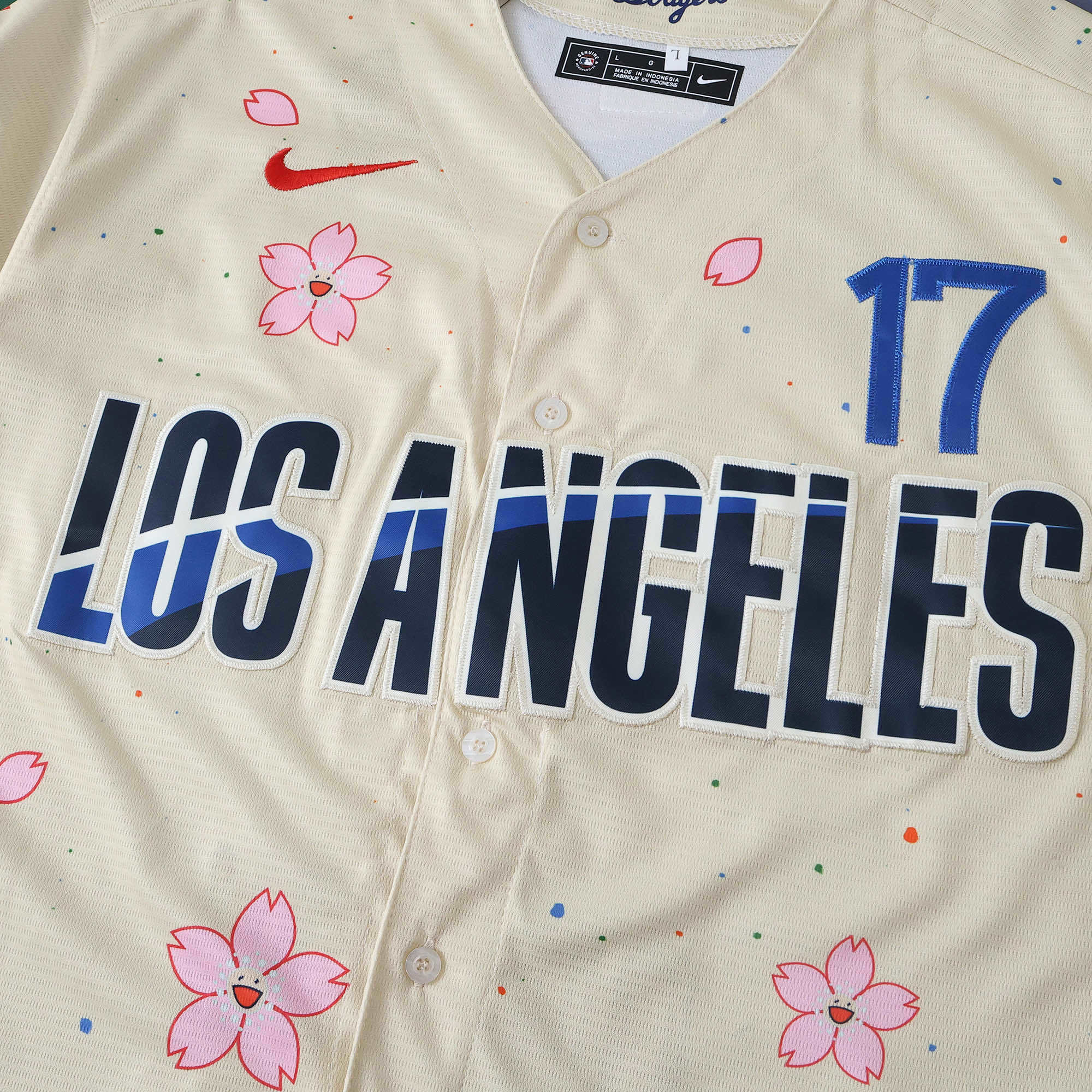 MLB LosAngeles Dodgers Beige Jersey Flower Edition OHTANI #17
