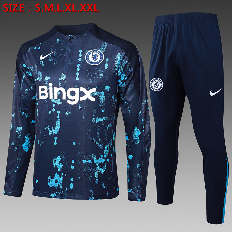 24/25 Chelsea Royal blue Long-sleeved half-pull training kit Football team kit