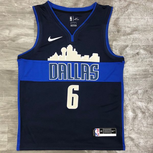 NBA Dallas Mavericks V Neck Snow Mountain Royal Blue Jersey PORZINGIS#6 S-XXL