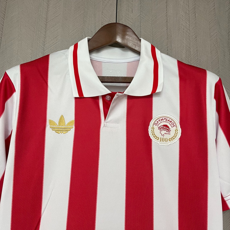 2025/26 Olympiacos 100th Anniversary Edition Red and White Jersey Fan Version