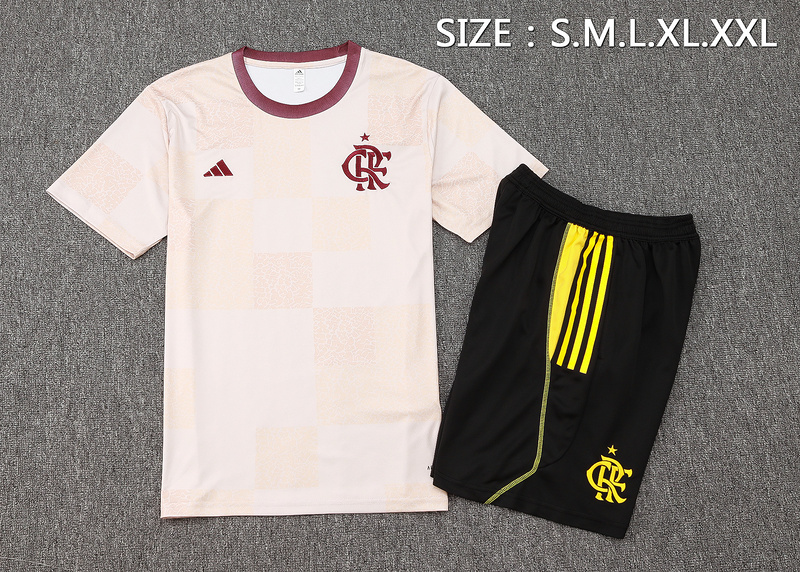 24/25 Flamengo White Training Set Shirt and Shorts