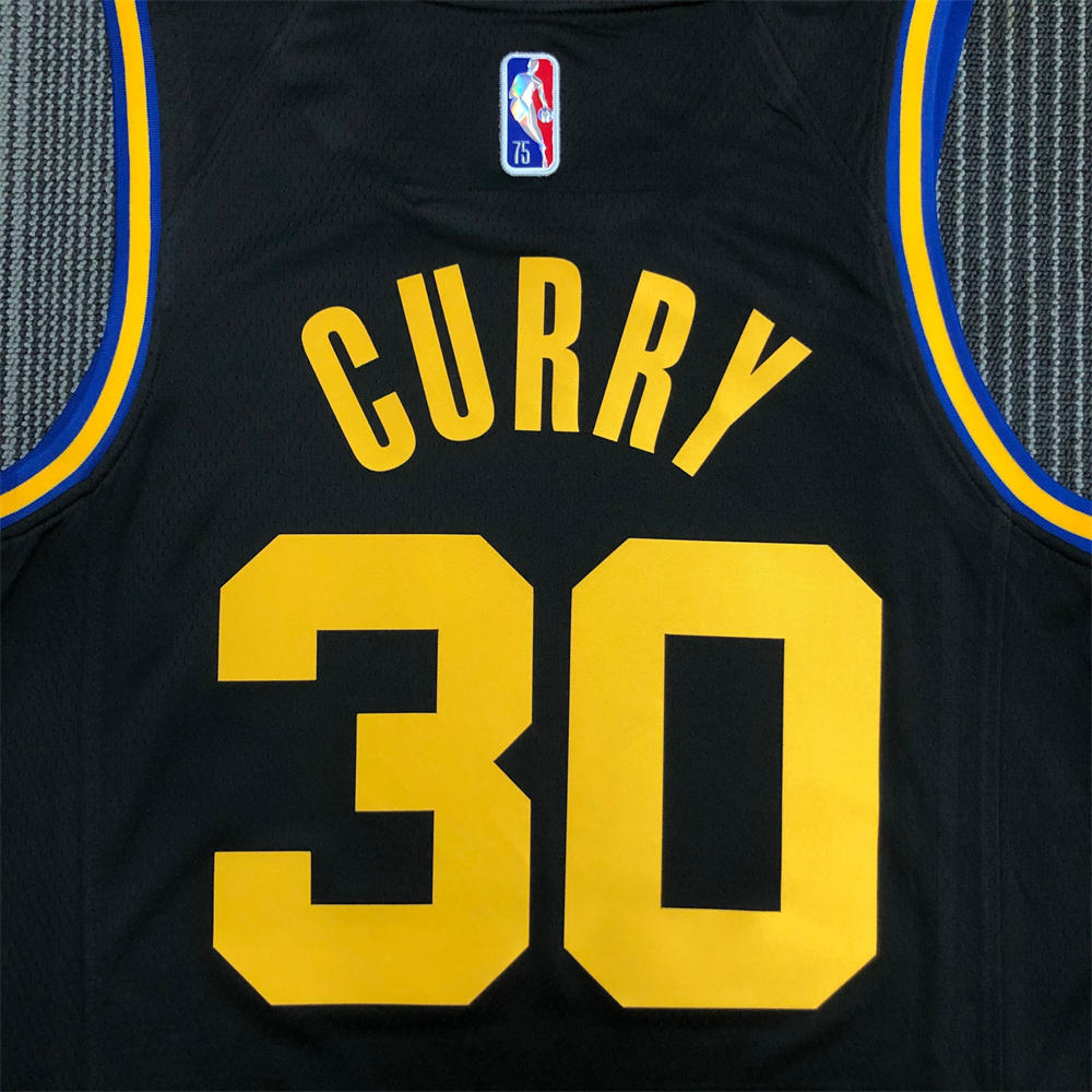 NBA Golden State Warriors V-Neck 75th anniversary Black Jersey CURRY#30 S-XXL