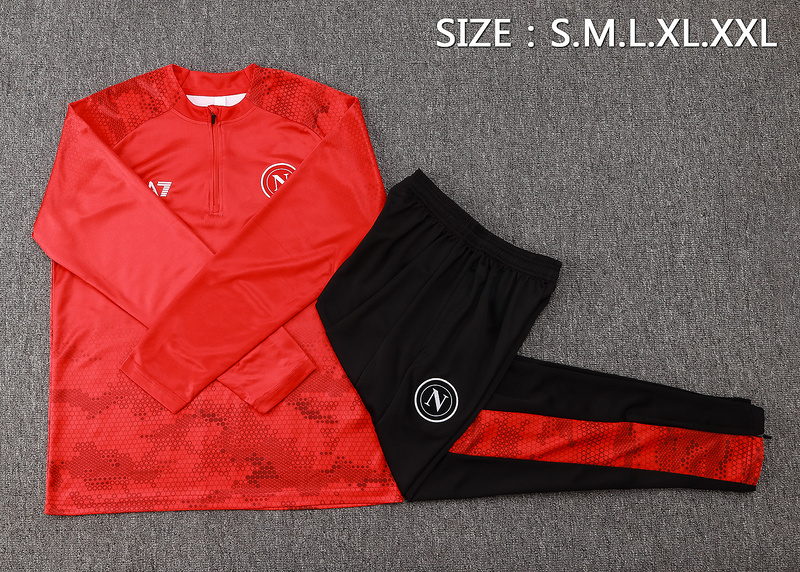 24/25 Naples Red Long-sleeved half-pull training kit Football team kit