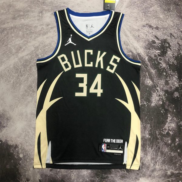 NBA Milwaukee Bucks V-Neck JORDAN Edition Black jersey ANTETOKOUNMPO#34 S-XXL