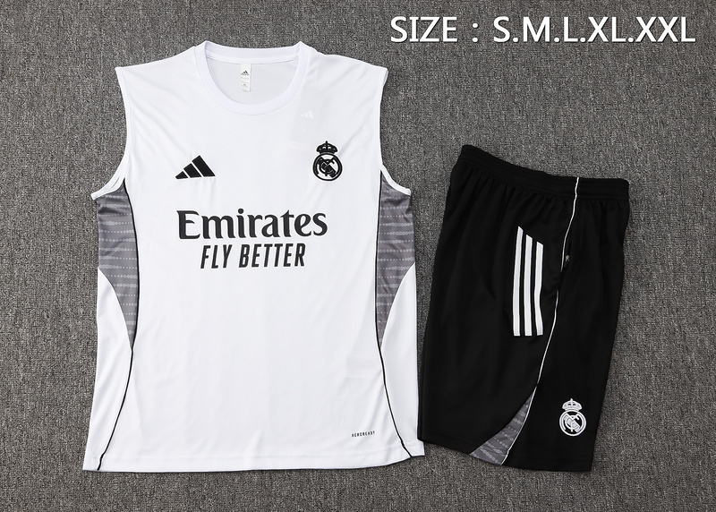 24/25 Real Madrid White Training Set Shirt and Shorts
