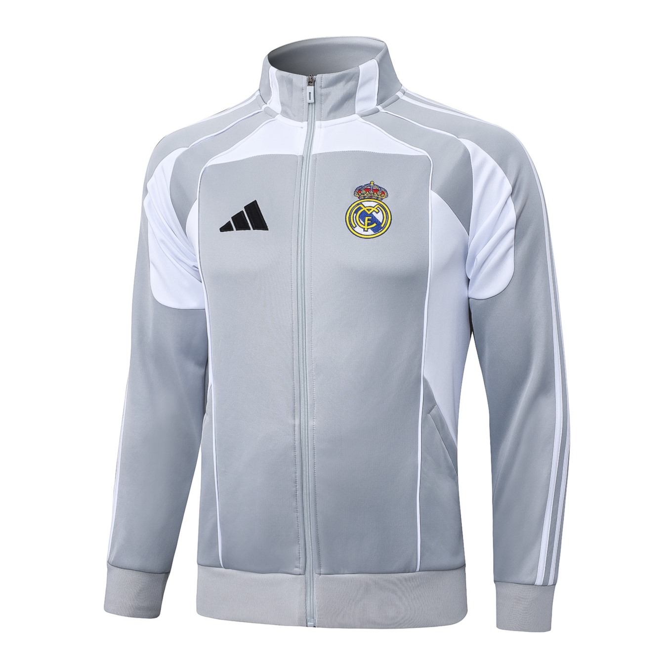 2026 Real Madrid Grey Jacket Training Suit Set