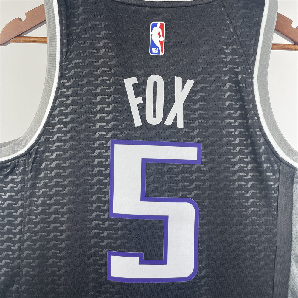 NBA Scaramento Kings V-Neck Black jersey FOX#5 S-XXL