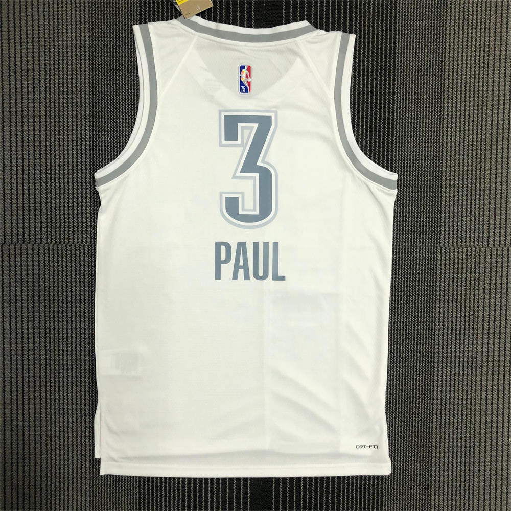 NBA Oklahoma City Thunder V-Neck White 75th Anniversary Jersey PUAL#3 S-XXL