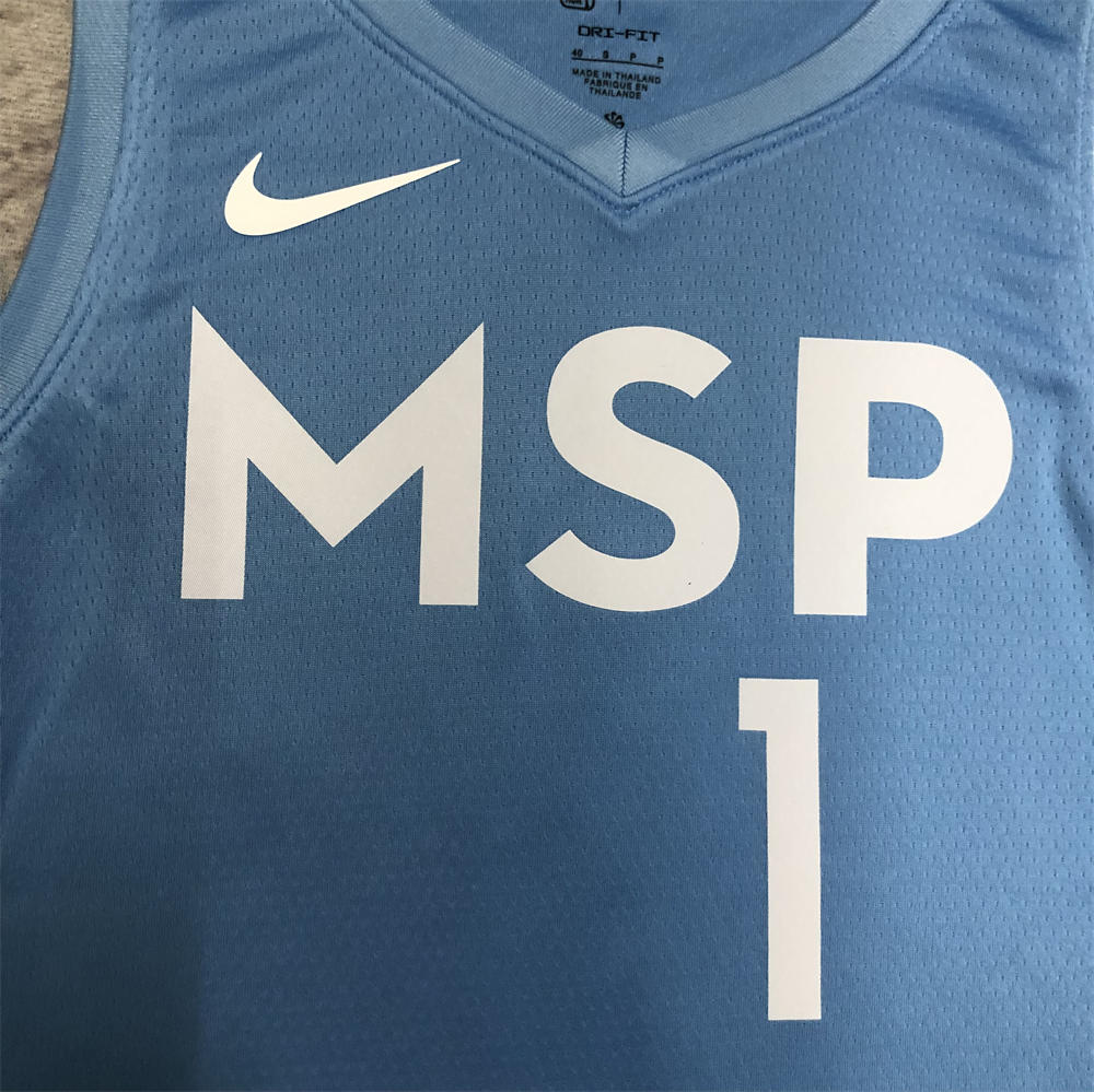 NBA Minnesota Timberwolves V-Neck Minnesota Timberwolves V-Neck White Jersey EDWA Jersey EDWARDS#1 S-XXL