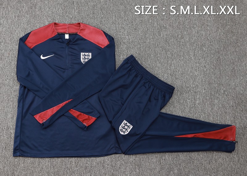 2024 England Royal Blue Long-sleeved half-pull training kit Football team kit