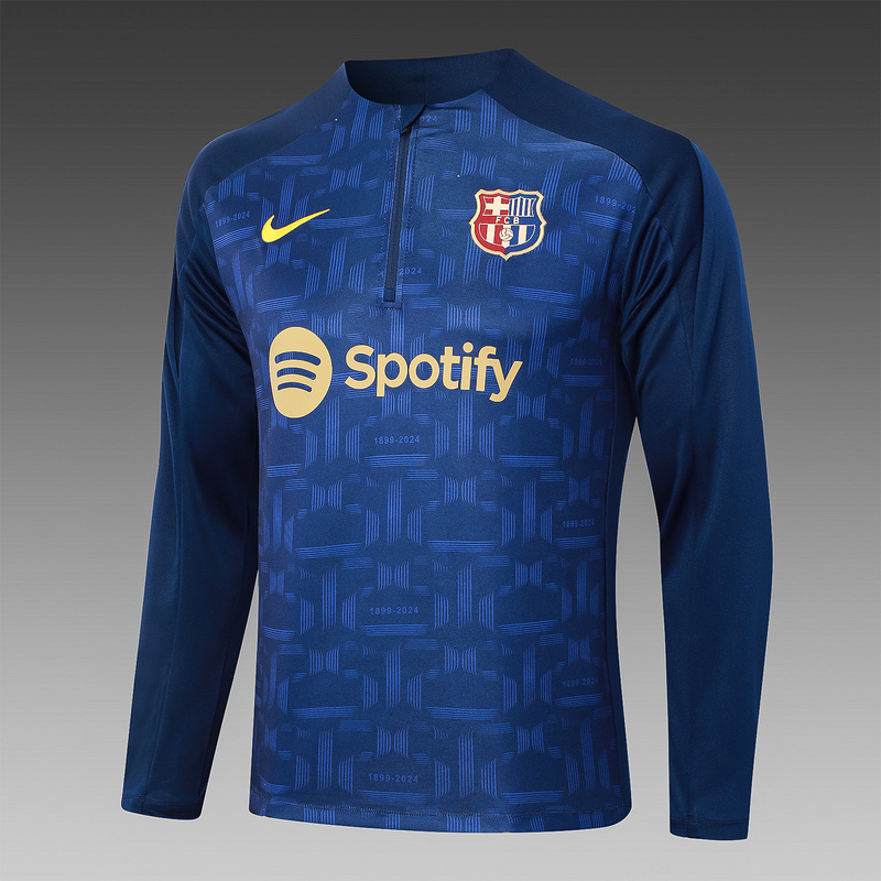 24/25 Barcelona royal blue Long-sleeved half-pull training kit Football team kit