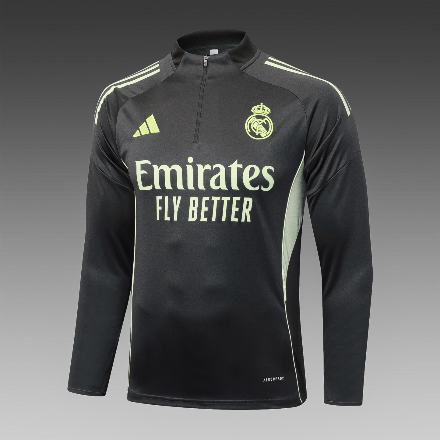 202526 Real Madrid grayish green Long-sleeved half-pull training kit Football team kit