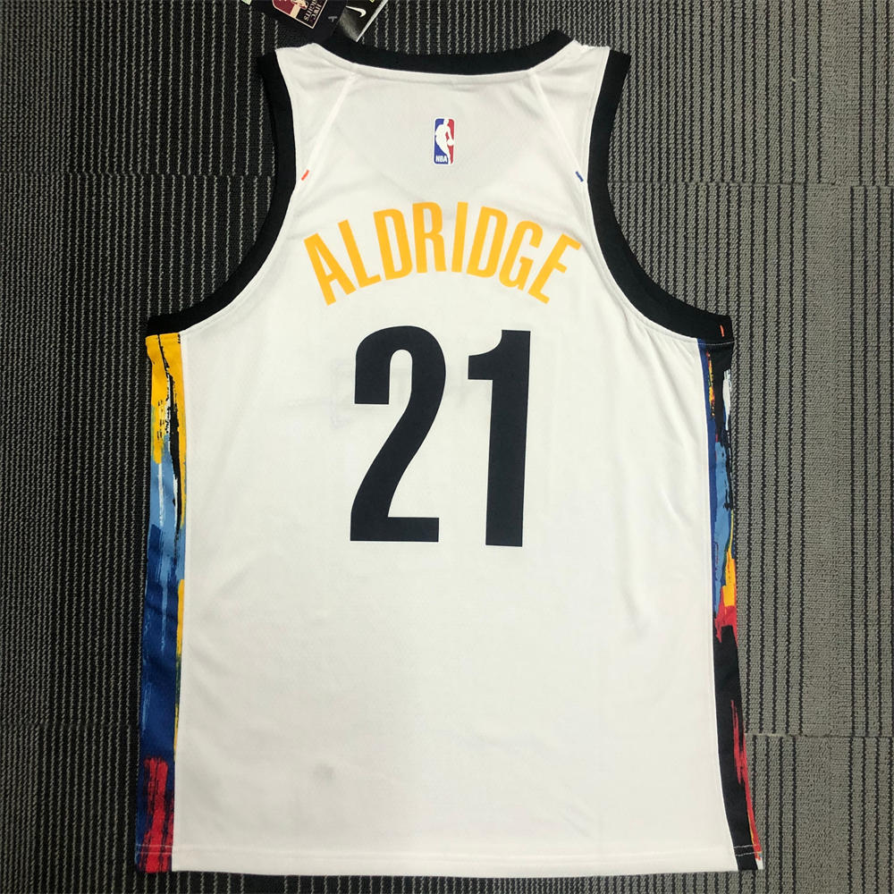 NBA Brooklyn Nets V-Neck White Jersey ALDRIDGE#21 S-XXL