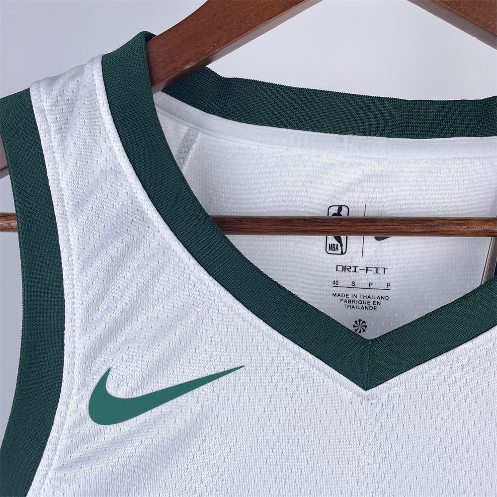 NBA Milwaukee Bucks V-Neck 2023 White jersey LILLARD#0 S-XXL