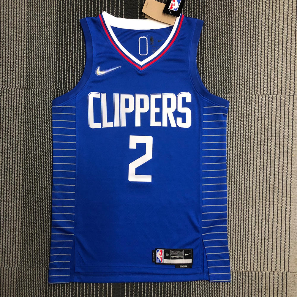 NBA Los Angeles Clippers V-Neck Blue 75th Anniversary Jersey LEONARD#2 S-XXL