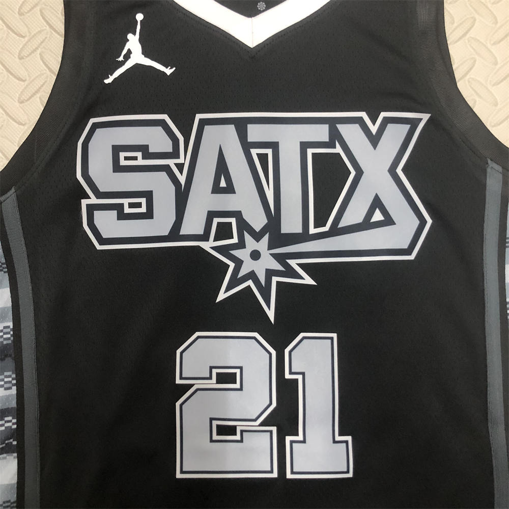 NBA San Antonio Spurs V-Neck Black jersey DUNCAN#21 S-XXL