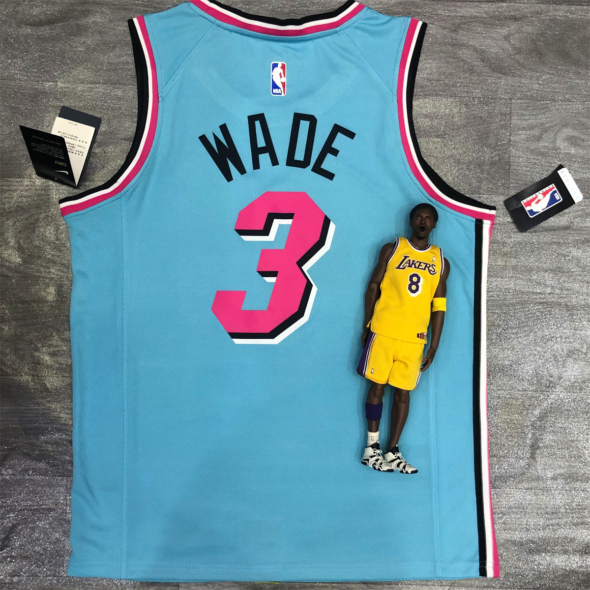 NBA Miami Hearts round neck Light Blue Jersey WADE#3 S-XXL