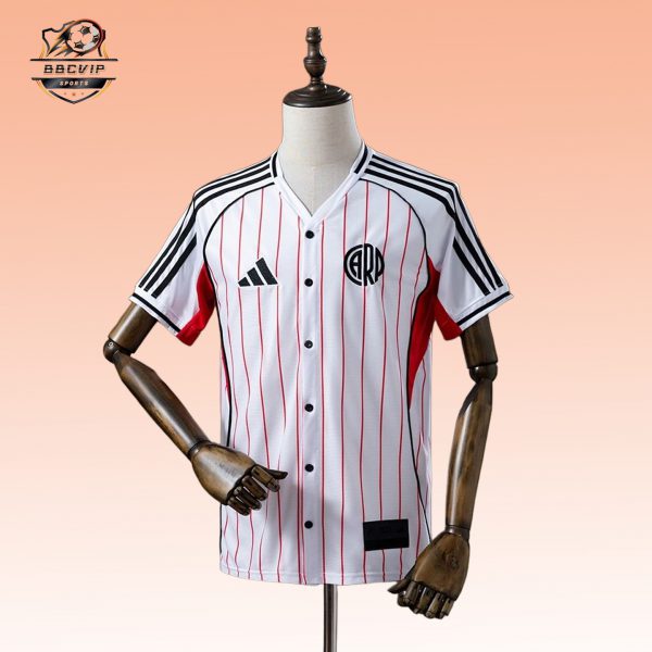 2025/26 River Plate Pack Full-Button Baseball White jersey Fan version