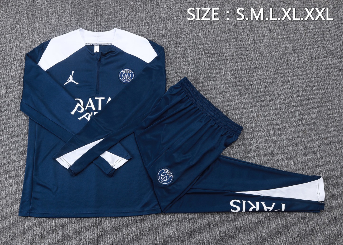 202526 Paris royal blue Long-sleeved half-pull training kit Football team kit
