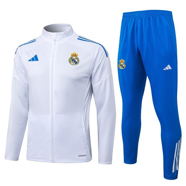 2025/26 Real Madrid white Jacket Training Suit Set Football Team Shirt Sports Fashion
