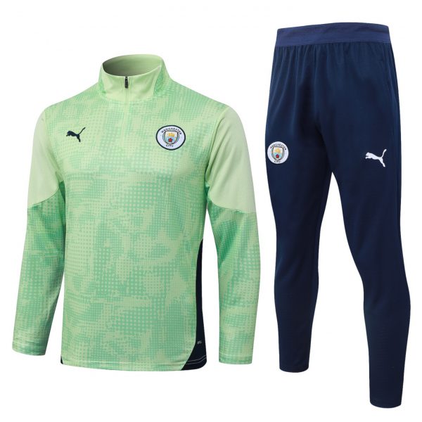 202526 Manchester City Light green Long-sleeved half-pull training kit Football team kit