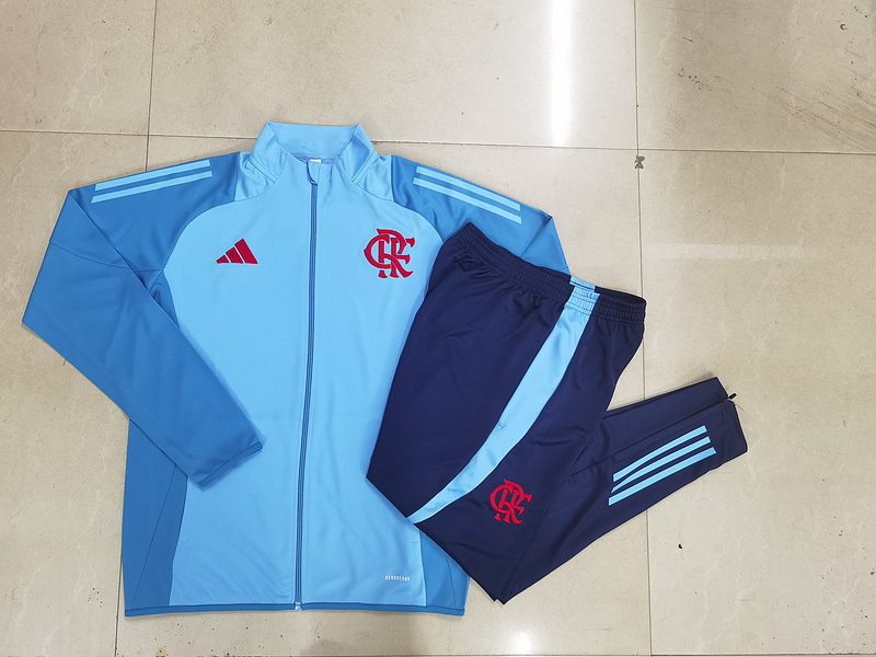 2024/25 Flamengo Light blue Jacket Training Suit Set Football Team Shirt Sports Fashion