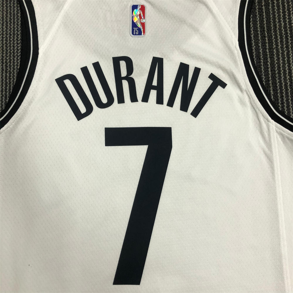 NBA Brooklyn Nets V-Neck White 75th anniversary Jersey DURANT#7 S-XXL