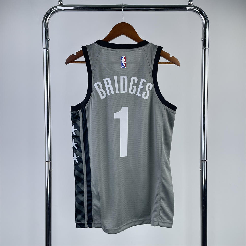 NBA Brooklyn Nets V-Neck Grey Jersey BRIDGES#1 S-XXL