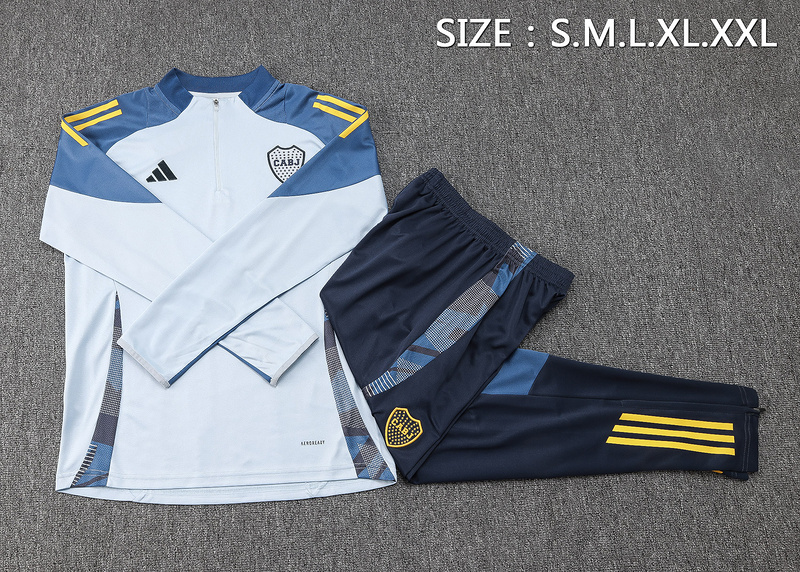 24/25 Boca Medium gray Long-sleeved half-pull training kit Football team kit