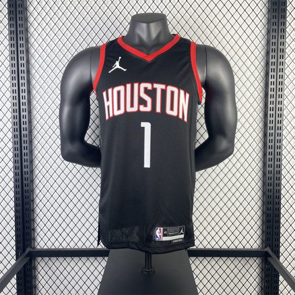 NBA Houston Rockets 2024 V-Neck Balck Jersey McGRADY#1 S-XXL
