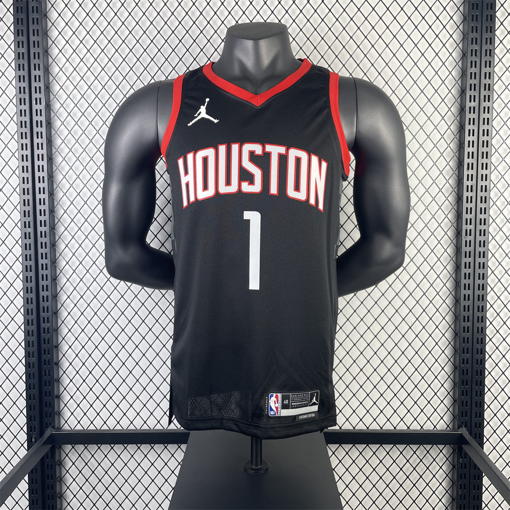 NBA Houston Rockets 2024 V-Neck Balck Jersey McGRADY#1 S-XXL