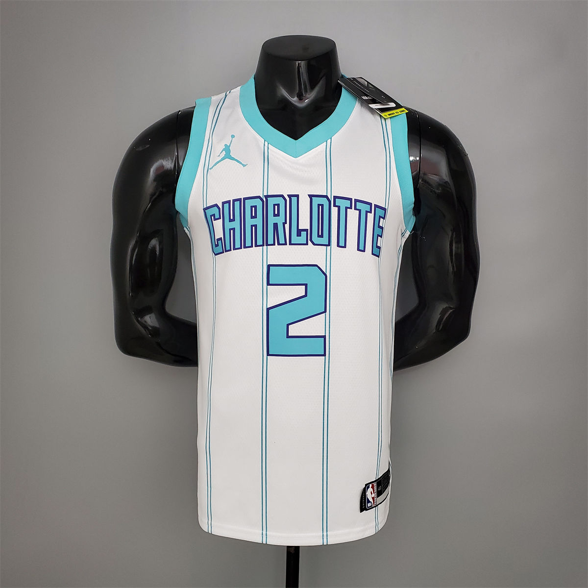 NBA Charlotte Hornets V-Neck White Jersey BALL#2 S-XXL
