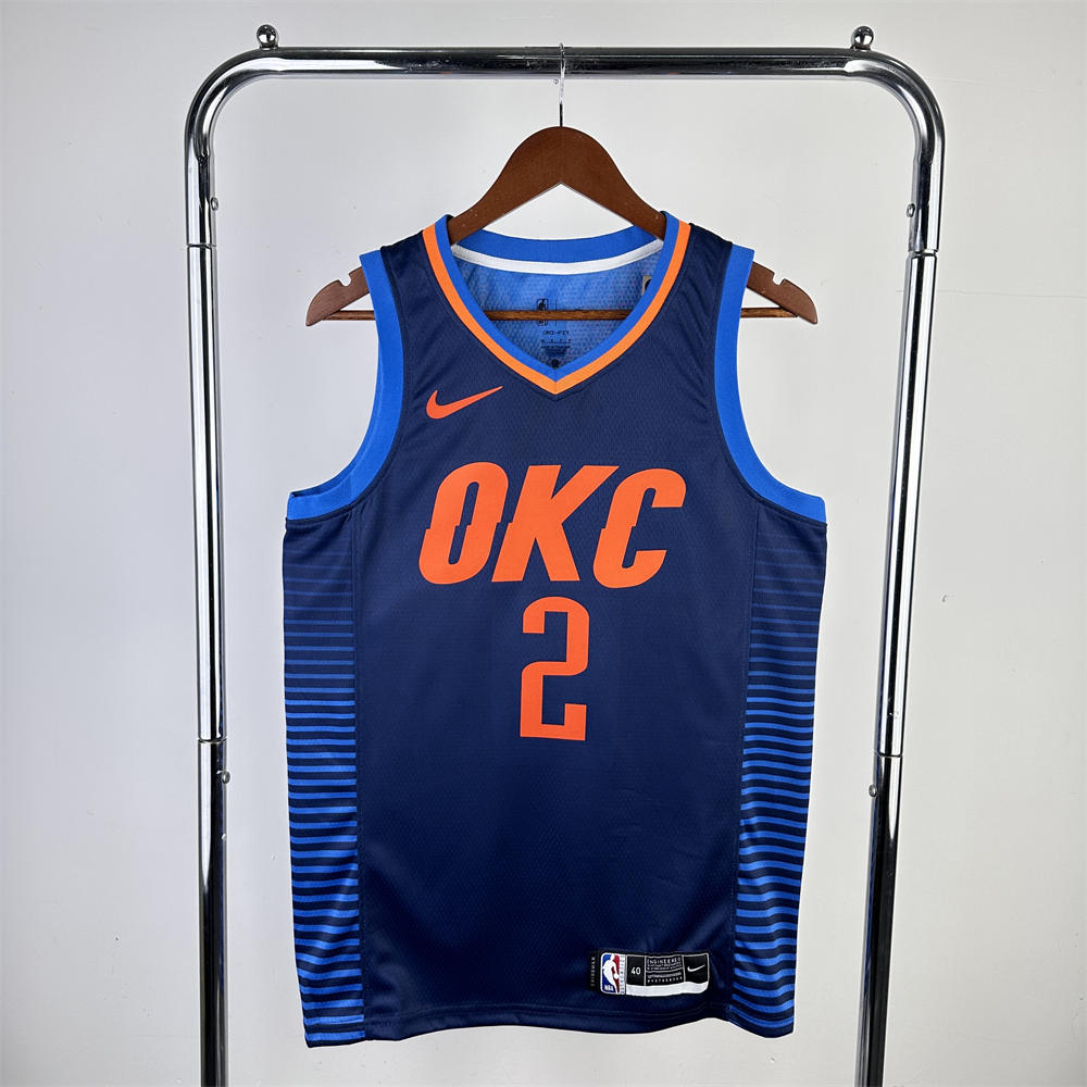 NBA Oklahoma City Thunder V-Neck Deep Blue Jersey GILGEOUS-ALEXANDER#2 S-XXL