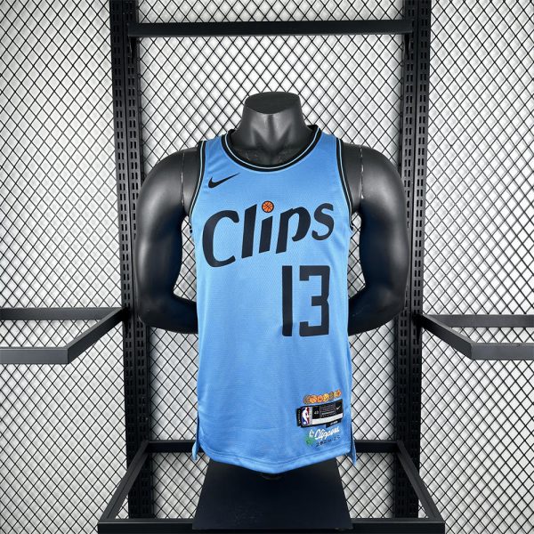 NBA Los Angeles Clippers 24/25 City Edition Round Neck Blue Jersey GEORGE#13 S-XXL
