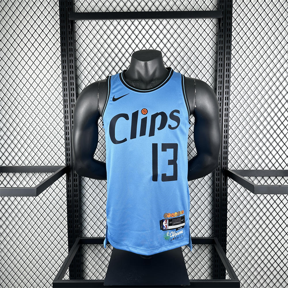 NBA Los Angeles Clippers 24/25 City Edition Round Neck Blue Jersey GEORGE#13 S-XXL