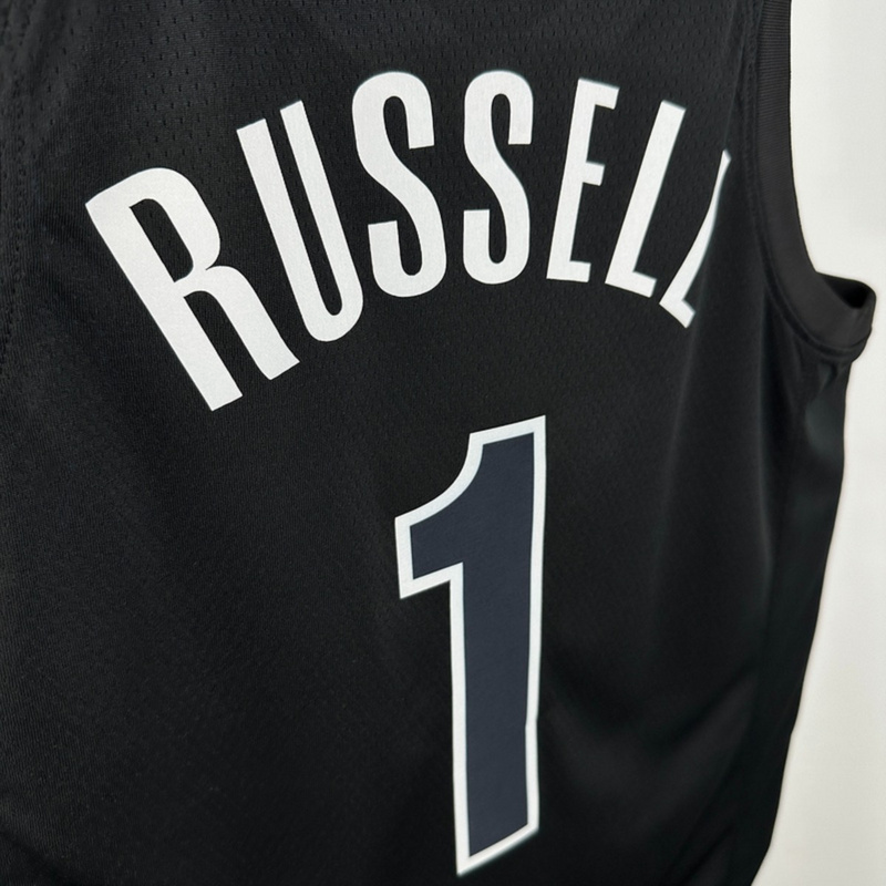 NBA Brooklyn Nets V-Neck Black Jersey RUSSELL#1 S-XXL