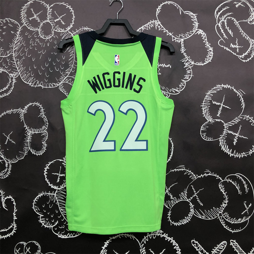 NBA Minnesota Timberwolves V-Neck Green WIGGINS#22 Jersey S-XXL