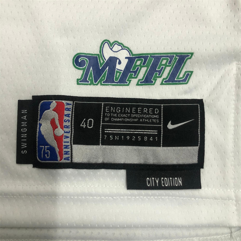 NBA Dallas Mavericks V-Neck White 75th anniversary Jersey DONCIC#77 S-XXL