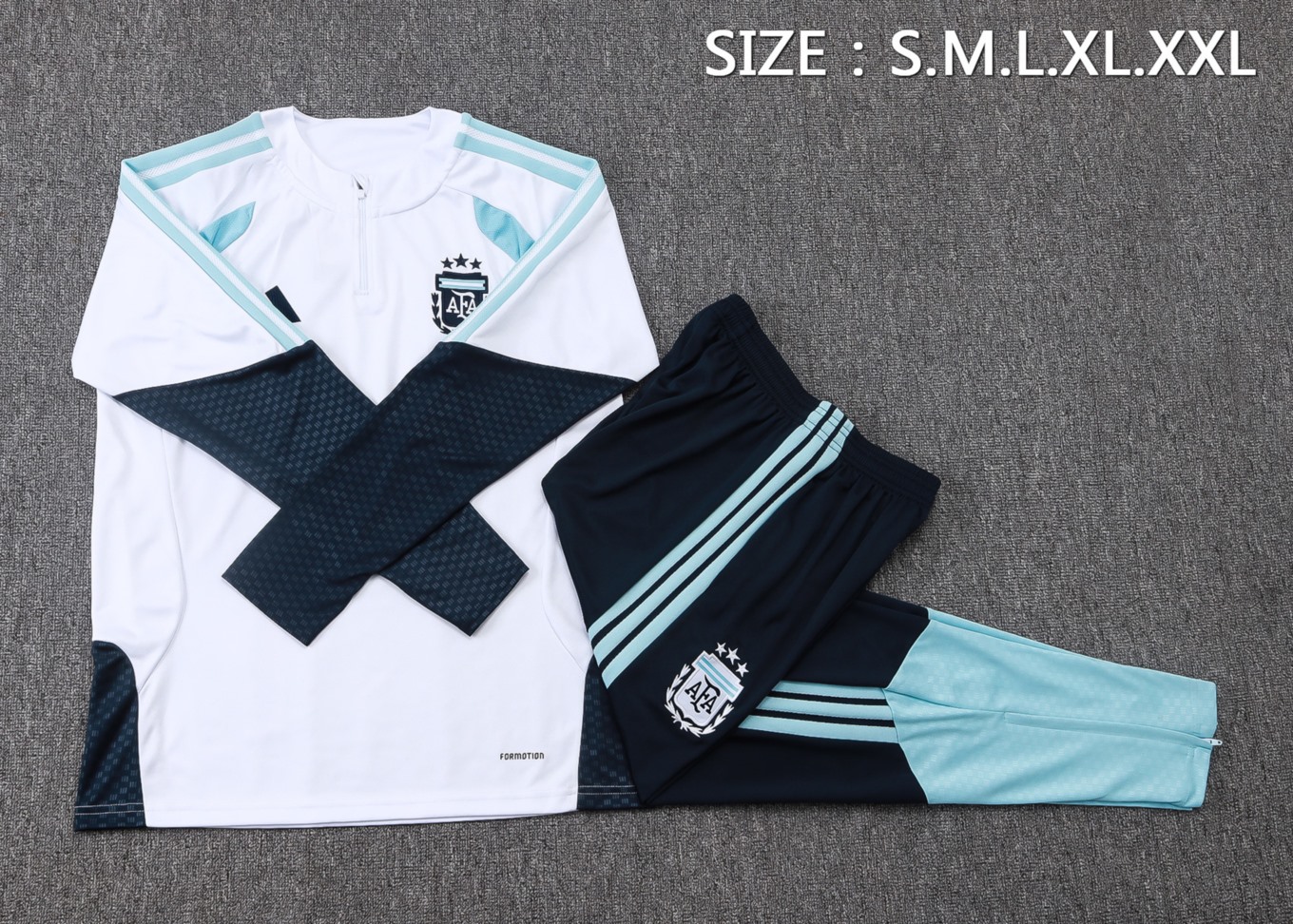 202526 Argentina White Long-sleeved half-pull training kit Football team kit