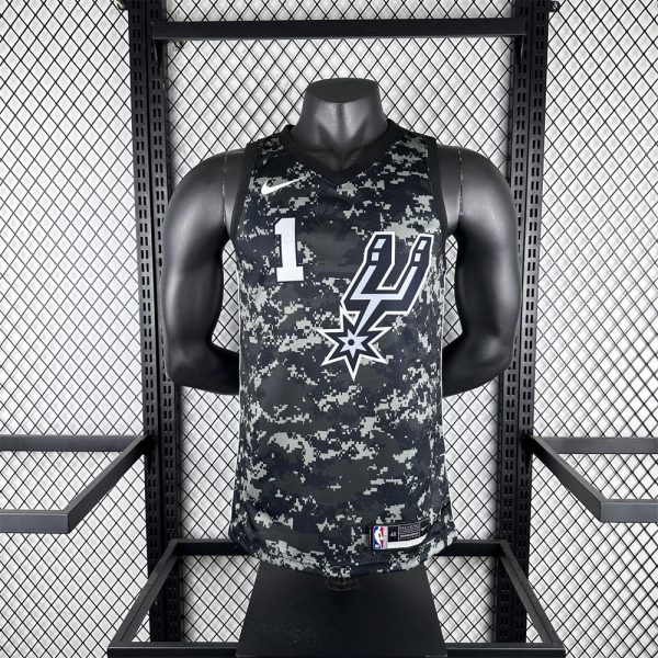 NBA San Antonio Spurs V-Neck Camouflage jersey WENBANYAMA#1 S-XXL