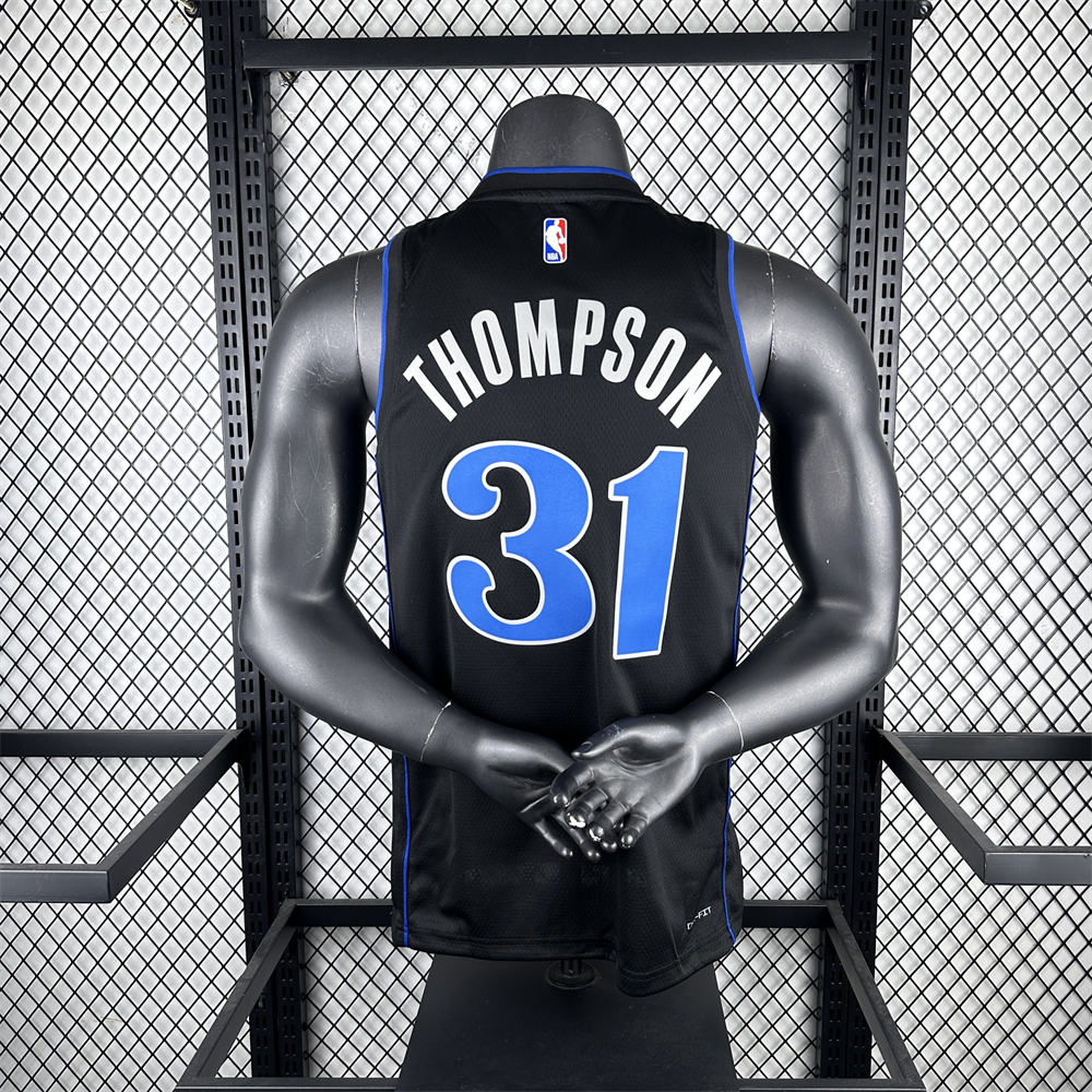 NBA Dallas Mavericks 2024 V-Neck Black Jersey THOMPSON#31 S-XXL