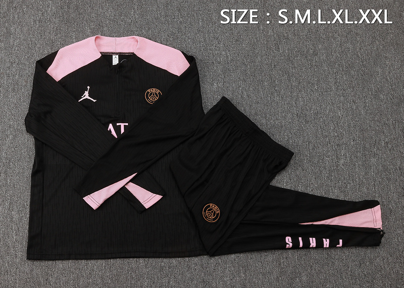 24/25 Paris Black Long-sleeved half-pull training kit Football team kit