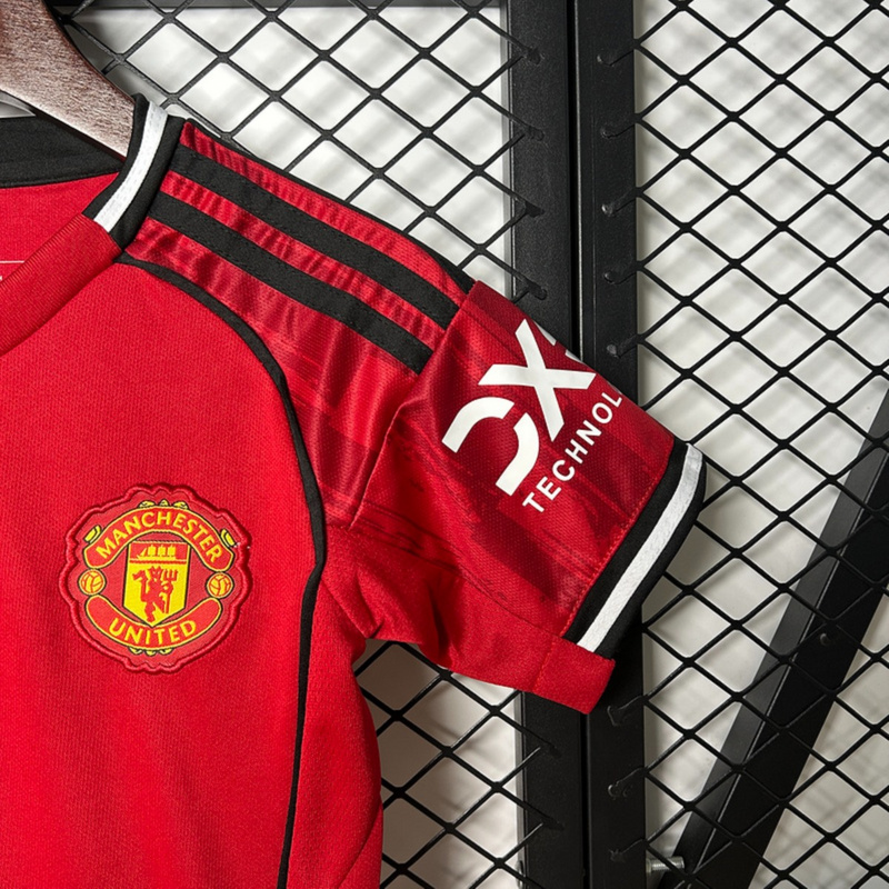 2025/26 Manchester United home jersey Kid Kits Size 16-28