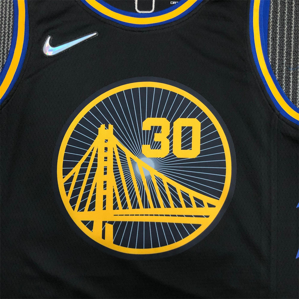 NBA Golden State Warriors V-Neck 75th anniversary Black Jersey CURRY#30 S-XXL