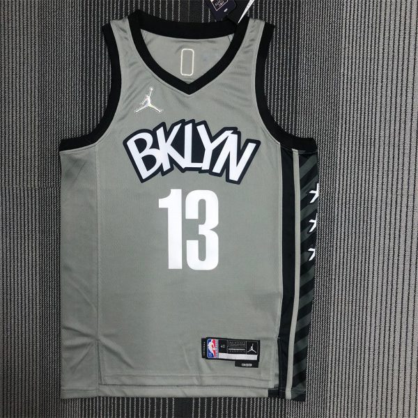 NBA Brooklyn Nets V-neck Grey 75th Anniversary JORDAN Edition HARDEN#13 Jersey S-XXL
