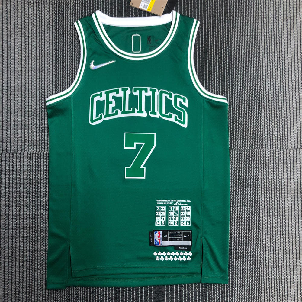 NBA Boston Celtics Round Neck 75th anniversary Green Jersey BROWN#7 S-XXL