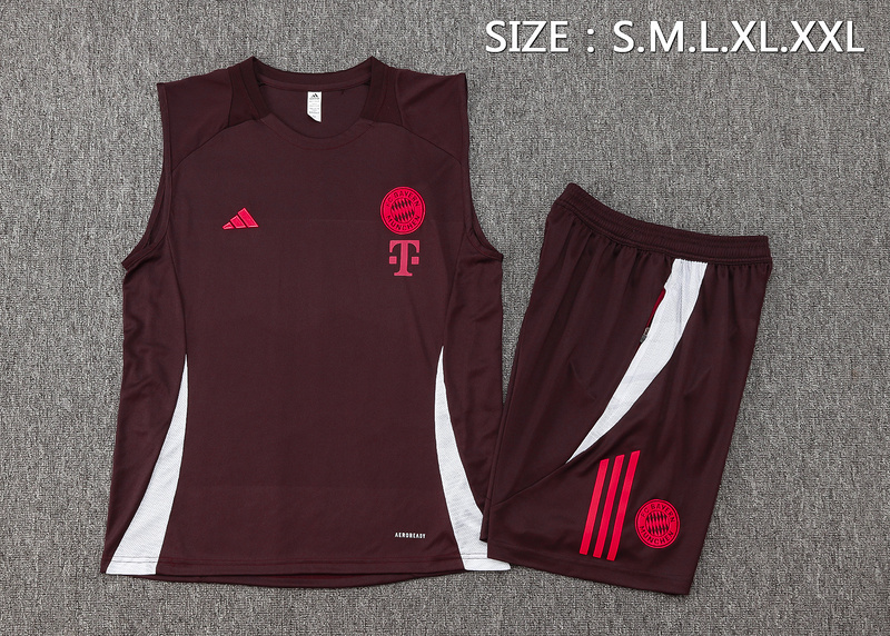24/25 Bayern Munich Red-brown Training Set Shirt and Shorts